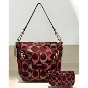 Y2K Coach F18004 Brooke Signature Lurex Shoulder Bag & F46486 Wristlet
